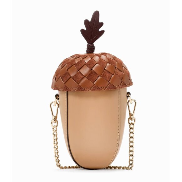 New Kate Spade 3d Acorn Crossbody Smooth Leather Brown Multi - Picture 5 of 5